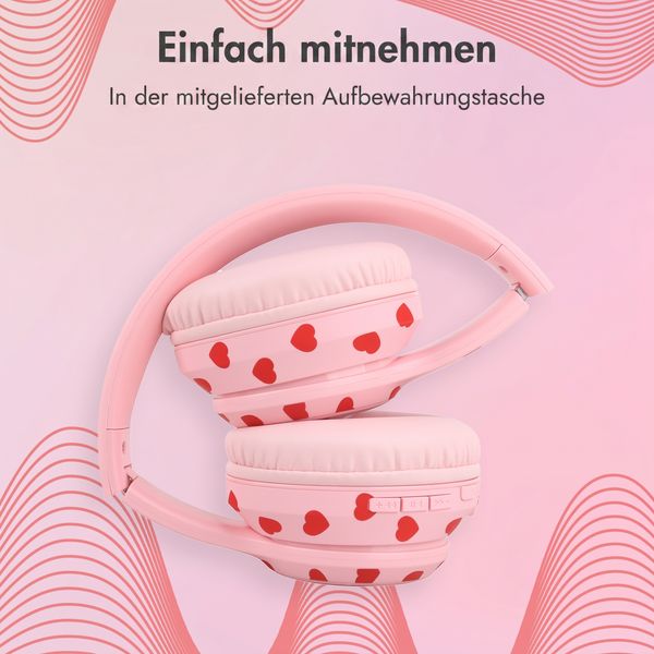 imoshion Kabellose Kinderkopfhörer LED Light - Dezibelbegrenzer - Mit AUX-Kabel - Herzchen
