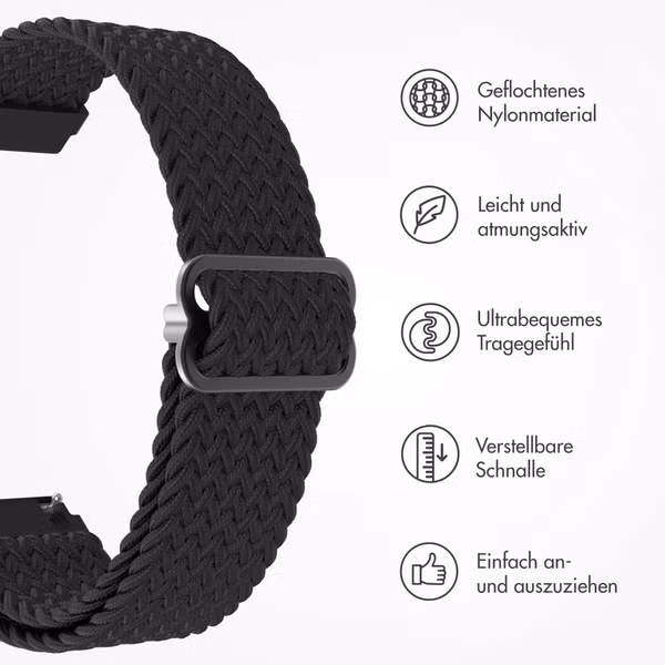 imoshion Gewebtes Nylonarmband - Universeller 22-mm-Anschluss - Schwarz