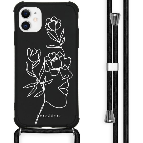 imoshion Design Hülle mit Band für das iPhone 11 - Woman Flower Black