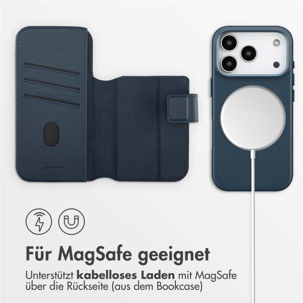 Accezz 2-in-1 Klapphülle aus Leder mit MagSafe Apple iPhone 17 Pro - Nightfall Blue