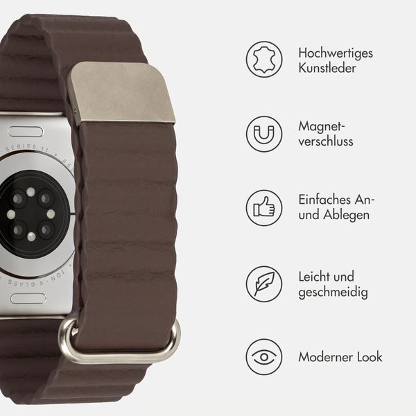 imoshion Magnetisches Kunstlederarmband für Apple Watch | 44/45/46/49 mm - Dunkelbraun