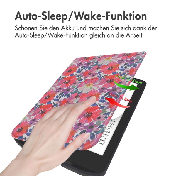 imoshion Design Slim Soft Case Sleepcover für das Pocketbook Verse / Verse Pro / Vivlio Light / Light HD - Flower Watercolor