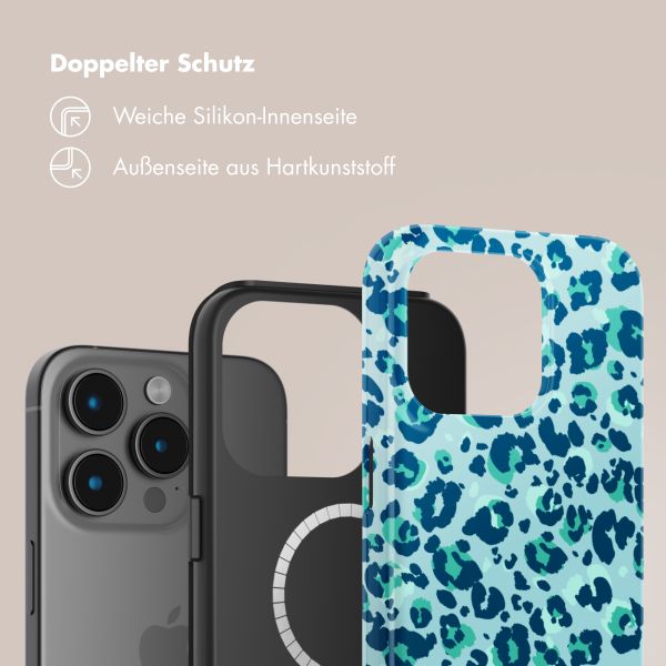 Selencia Vivid Tough Back Cover mit MagSafe für das iPhone 15 Pro - Wild Spots Light Blue