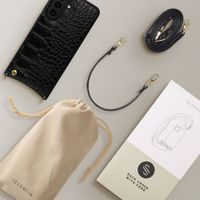Selencia Nova Croco HandyHülle mit Kordel und Kartenhalter Samsung Galaxy A57 (5G) - Schwarz