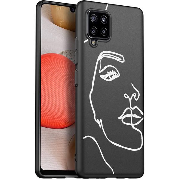 imoshion Design Hülle Galaxy A42 - Abstraktes Gesicht - Weiß