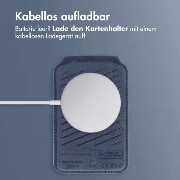 Accezz Magnetische Leder-Wallet mit Standfunktion - Geeignet für Apple Find My - Nightfall Blue