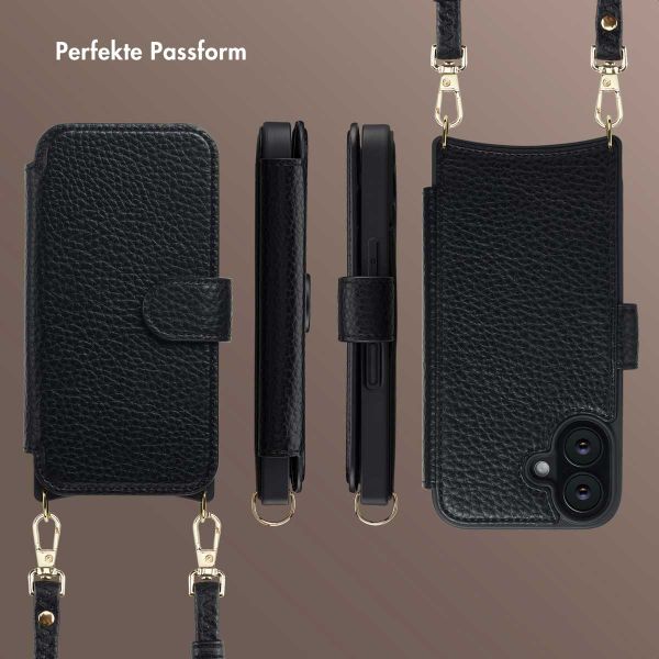 Selencia Riva Bookcase mit MagSafe und Handgelenkband Apple iPhone 16 - Schwarz