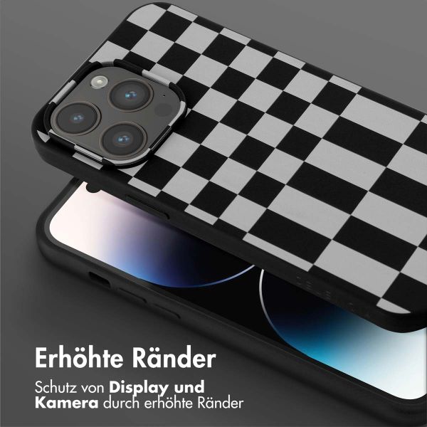 Selencia Silikonhülle design mit abnehmbarem Band für das iPhone 14 Pro Max - Irregular Check Black