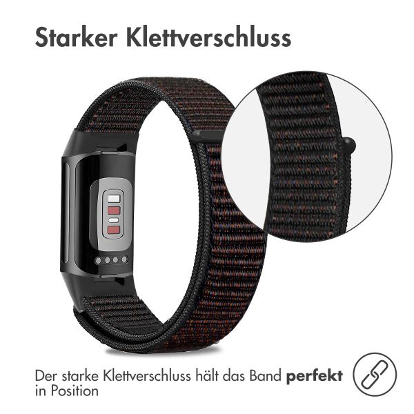 imoshion Nylonarmband für das Fitbit Charge 5 / Charge 6 - Größe S - Schwarz