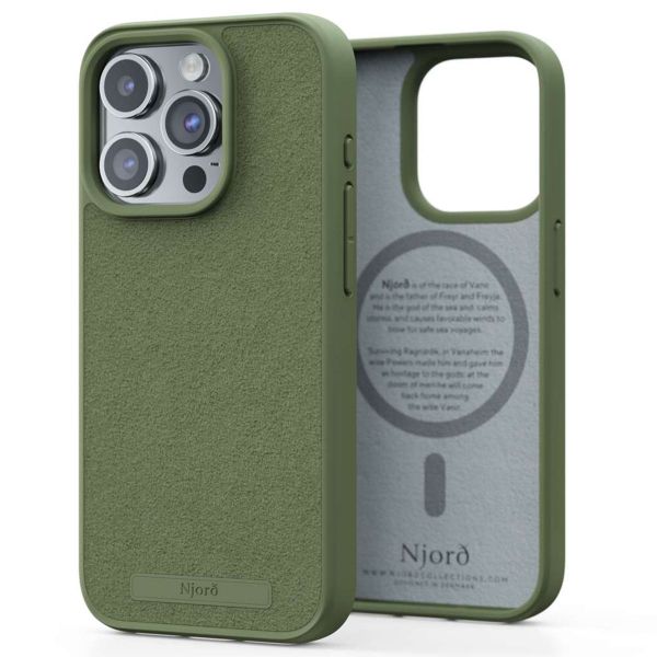 Njorð Collections Wildleder Comfort+ Case MagSafe für das iPhone 15 Pro - Olive