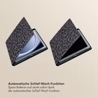 Selencia Sabi Klapphülle mit Leopardenmuster Samsung Galaxy Tab A9 Plus - Midnight Black