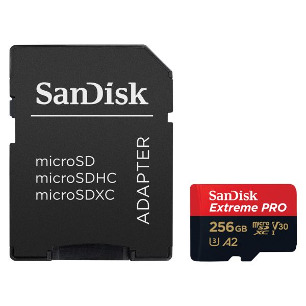 SanDisk microSD Extreme PRO - 256GB - Inklusive SD-Adapter und RescuePro Deluxe - UHS-I/U3/Full HD/4K UHD