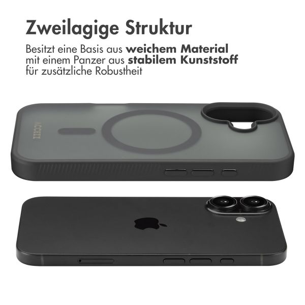 Accezz Rugged Frosted Back Cover mit MagSafe für das iPhone 16 - Schwarz