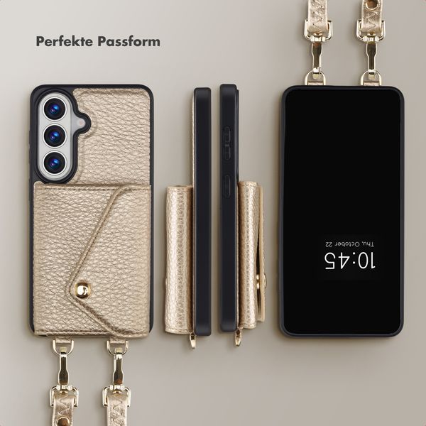 Selencia Sera HandyHülle mit Kordel und Umschlag-Kartenhalter Samsung Galaxy S26 - Champagne