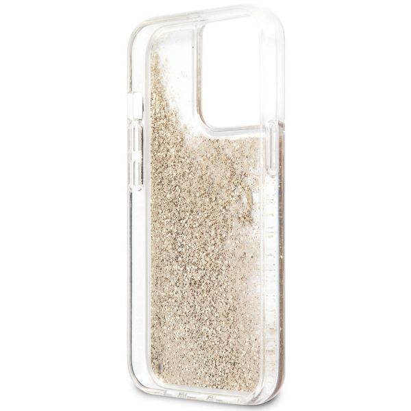 Guess 4G Logo Liquid Glitter Back Cover für das iPhone 13 Pro - Gold