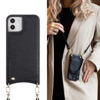 Selencia Nova Handyhülle mit Kordel und Kartenhalter iPhone 12 (Pro) - Schwarz
