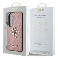 Guess 4G Metal Logo Back Cover mit Glitter Samsung Galaxy S25 Plus - Rosa