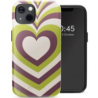 Selencia Vivid Tough Back Cover MagSafe für das iPhone 13 - Double Hearts Plum Fern