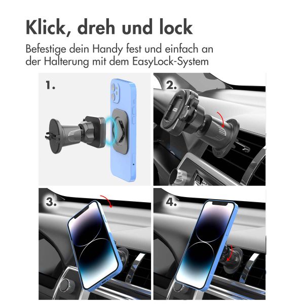 Accezz EasyLock Handyhalterung Auto - Inklusive Hülle für das iPhone 14 Pro - Lüftungsgitter -  360 Grad drehbar - Schwarz