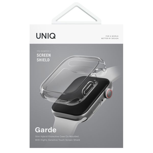 Uniq Garde Hybrid Watch Hülle mit Displayschutz für die Apple Watch 7-9 - 41 mm - Dove (Clear)