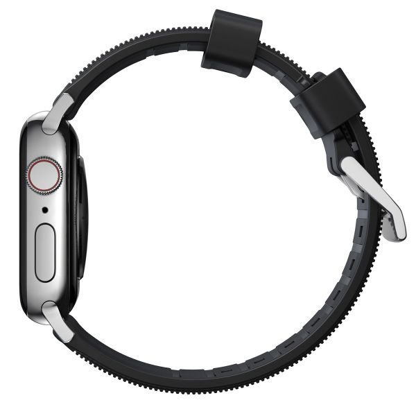 Nomad Robustes Armband FKM für das  Apple Watch Series 1 t/m 11 / SE / Ultra (44/45/46/49 mm) - Silber / Schwarz