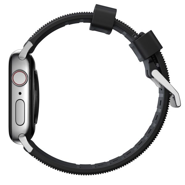 Nomad Robustes Armband FKM für die Apple Watch Series 1 bis 10 / SE / Ultra (2) (44/45/46/49 mm) - Silber/Schwarz