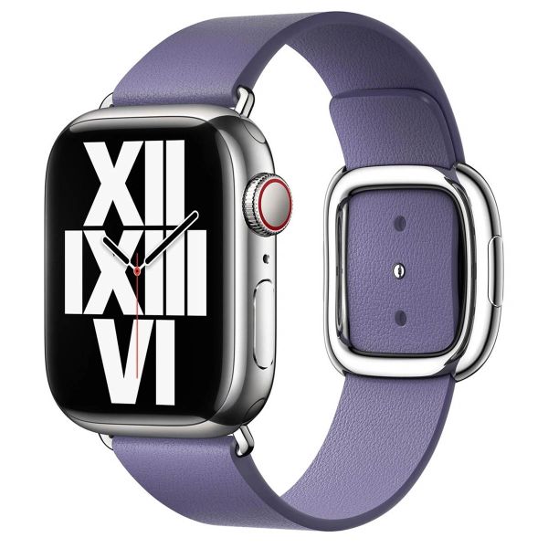 Apple Leather Band Modern Buckle Apple Watch Series 1 bis 9 / SE (38/40/41 mm) | Series 10 (42 mm) - Größe L - Wisteria