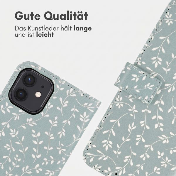 imoshion Design Klapphülle Apple iPhone 12 (Pro) - Smoke Green Flowers