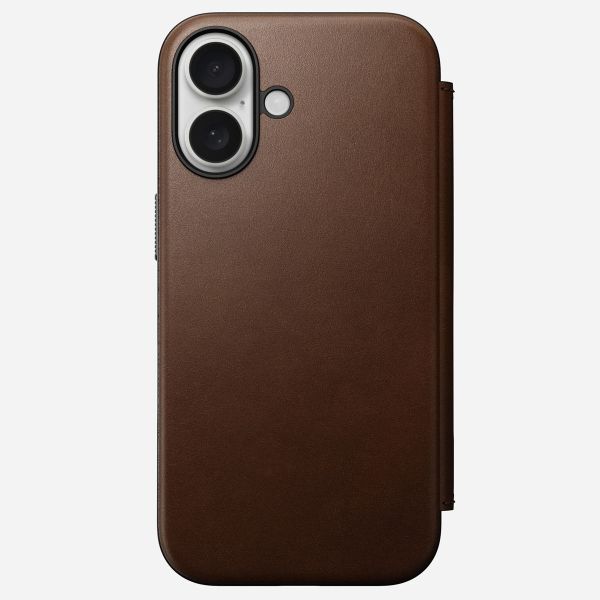 Nomad Modern Leather Folio Klapphülle für das iPhone 16 - Brown