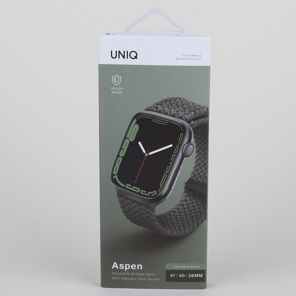 Uniq Aspen Geflochtenes Armband für das  Apple Watch Series 1 t/m 9 / SE (38/40/41 mm) | Series 10 / 11 (42 mm) - Cypress Green