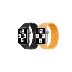 Apple 2 Pack Geflochtenes Solo Loop für Apple Watch | 38/40/41/42 mm - Größe 6 - Black Unity/ Maize