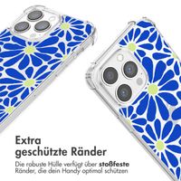 imoshion Design Hülle mit Band für das iPhone 13 Pro - Cobalt Blue Flowers Connect