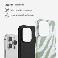 Selencia Vivid Tough Back Cover für das iPhone 14 - Colorful Zebra Sage Green