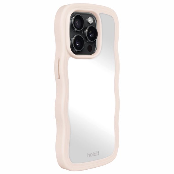 Holdit Wavy Case für das iPhone 15 Pro - Light Beige / Mirror