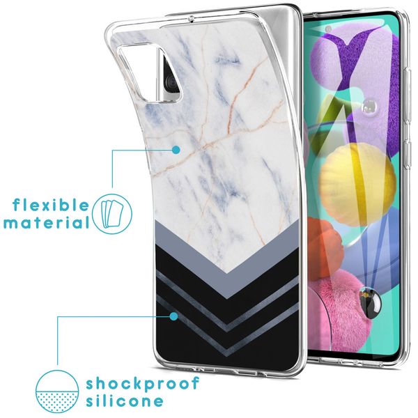 imoshion Design Hülle Samsung Galaxy A51 - Marmor - Weiß / Schwarz