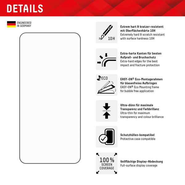 Displex Bildschirmschutzfolie Real Glass Full Cover für das Samsung Galaxy S24 / S25