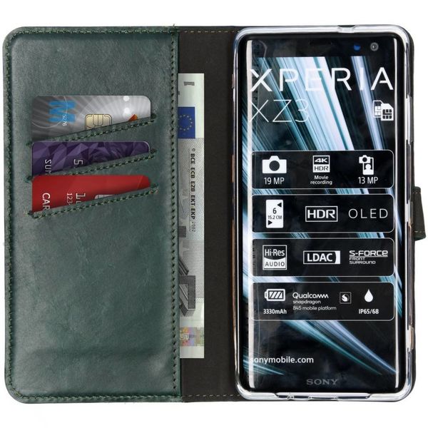 Selencia Echtleder Klapphülle für das Sony Xperia XZ3 - Grün