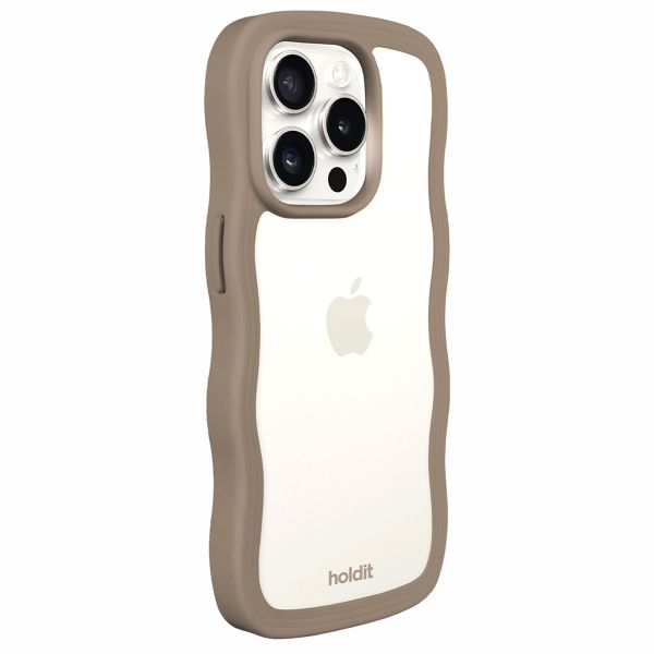 Holdit Wavy Case Apple iPhone 15 Pro - Mocha Brown / Transparent
