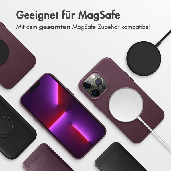 Accezz MagSafe Leather Backcover für das iPhone 13 Pro - Heath Purple