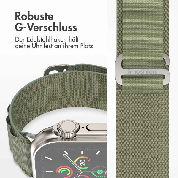 imoshion Nylon Alpine Armband für das  Apple Watch Series 1 t/m 11 / SE / Ultra (44/45/46/49 mm) - Olive Green