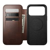 Nomad Modern Horween Leather Folio Bookcase mit MagSafe Apple iPhone 17 Pro Max - Rustic Brown