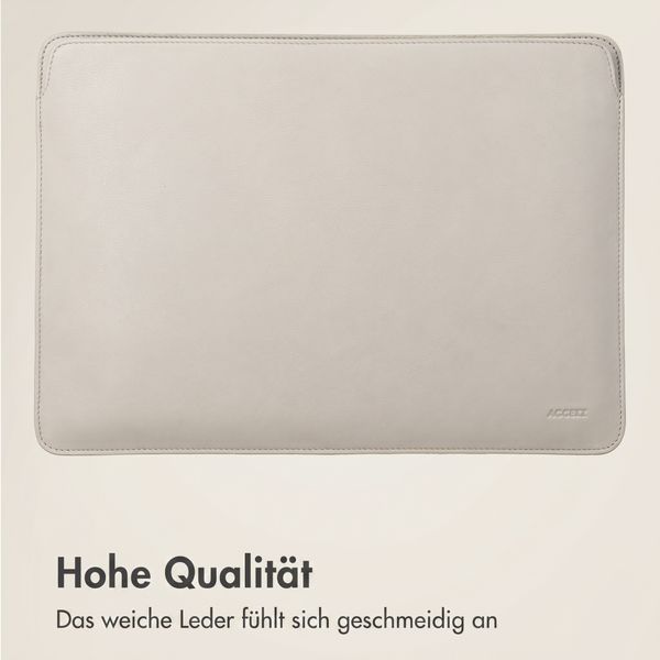 Accezz Leather Laptop Hülle Apple MacBook 14 Zoll - Laptop Sleeve - Beige