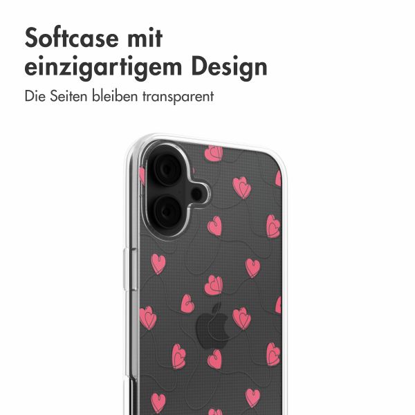 imoshion  Design Hülle für das iPhone 16 - Dusty Rose Connected Hearts