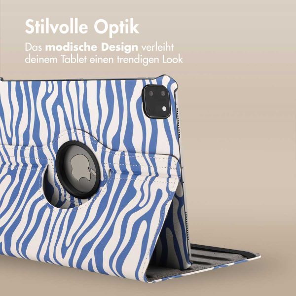 imoshion 360° drehbare Design Klapphülle für das iPad Pro 11 (2024) M4 - White Blue Stripes