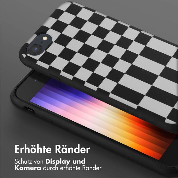 Selencia SilikonHülle design mit abnehmbarem Band Apple iPhone SE (2022 / 2020) / 8 / 7 - Irregular Check Black