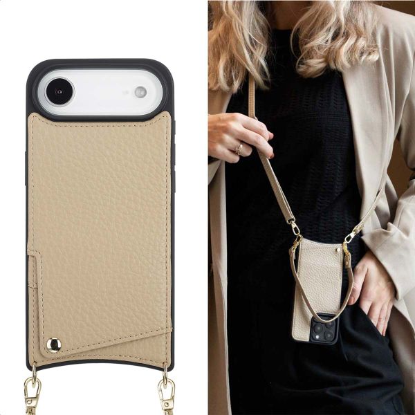 Selencia Nova HandyHülle mit Kordel und Kartenhalter Apple iPhone Air - Beige