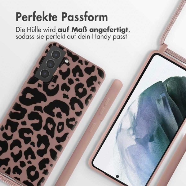 imoshion Silikonhülle design mit Band für das Samsung Galaxy S21 Plus - Animal Pink