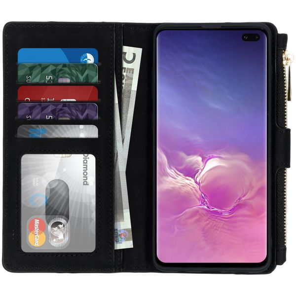Luxuriöse Portemonnaie-Klapphülle Schwarz Samsung Galaxy S10 Plus
