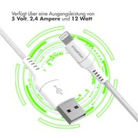 imoshion ﻿Lightning- auf USB-Kabel – nicht MFi-zertifiziert – Geflochtenes Gewebe – 0,25 m – Weiß