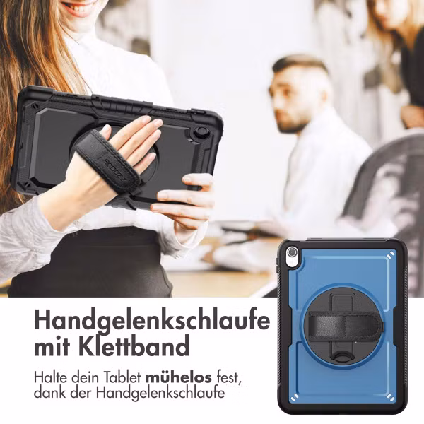 Accezz Robustes Back Cover mit Schultergurt Apple iPad 11 (2025) 11 Zoll A16 / iPad 10 (2022) 10.9 Zoll - Blau